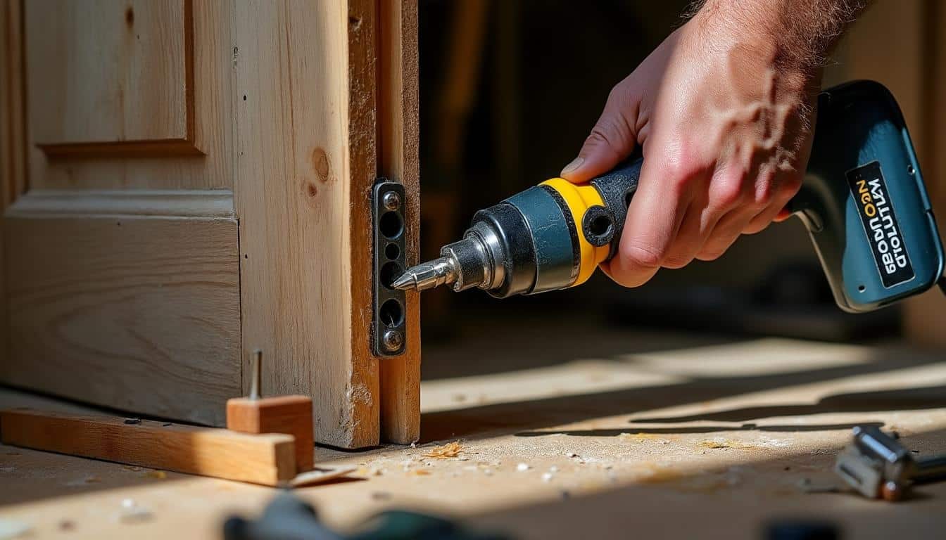 Réparer une charnière de porte intérieure grâce à l'écrou et à la perceuse