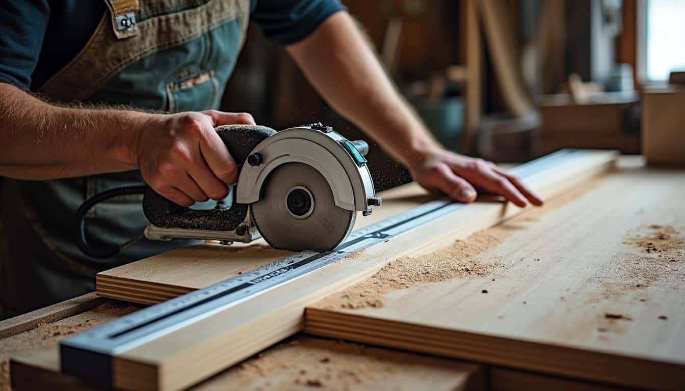 Illustration: Pourquoi la règle de guidage est-elle indispensable pour une coupe droite avec une scie circulaire ?