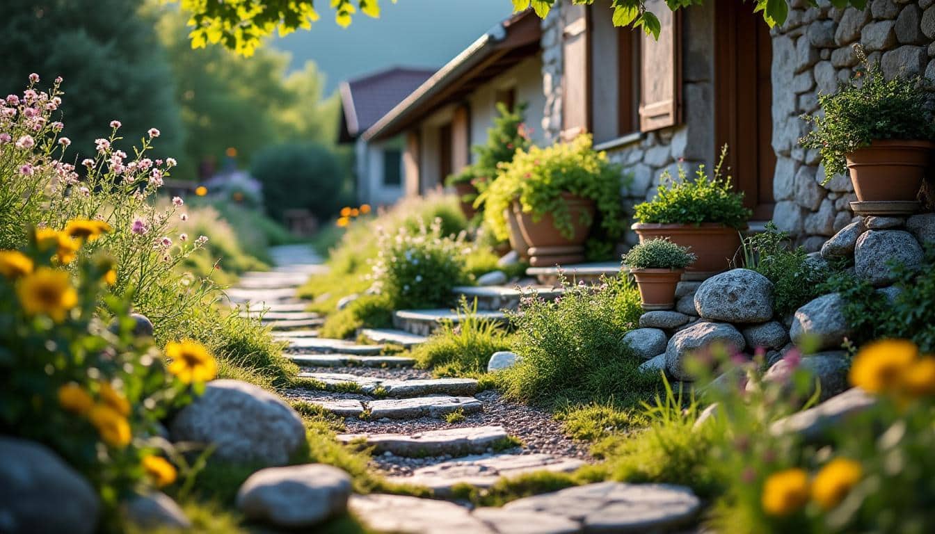 Idée de rocaille devant la maison : charme naturel et entretien facile