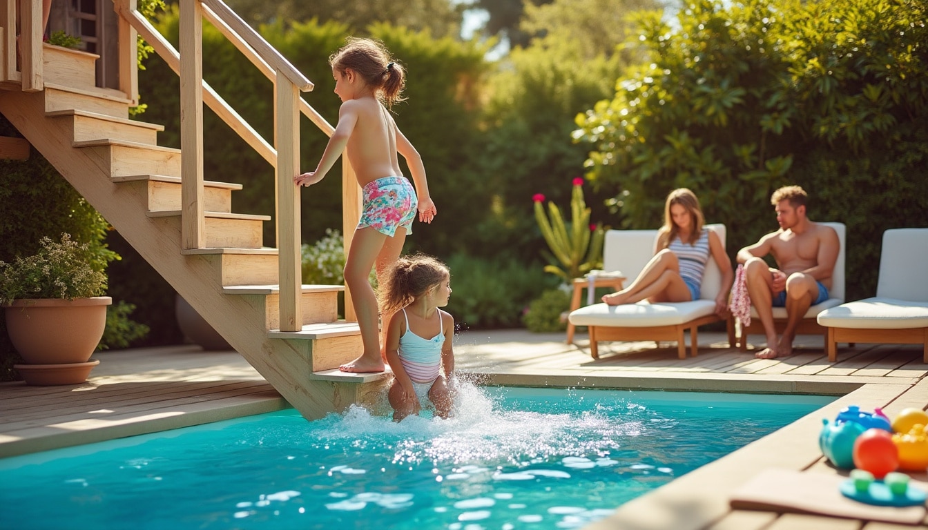 Illustration: Pourquoi opter pour un escalier extérieur avec votre piscine hors sol ?