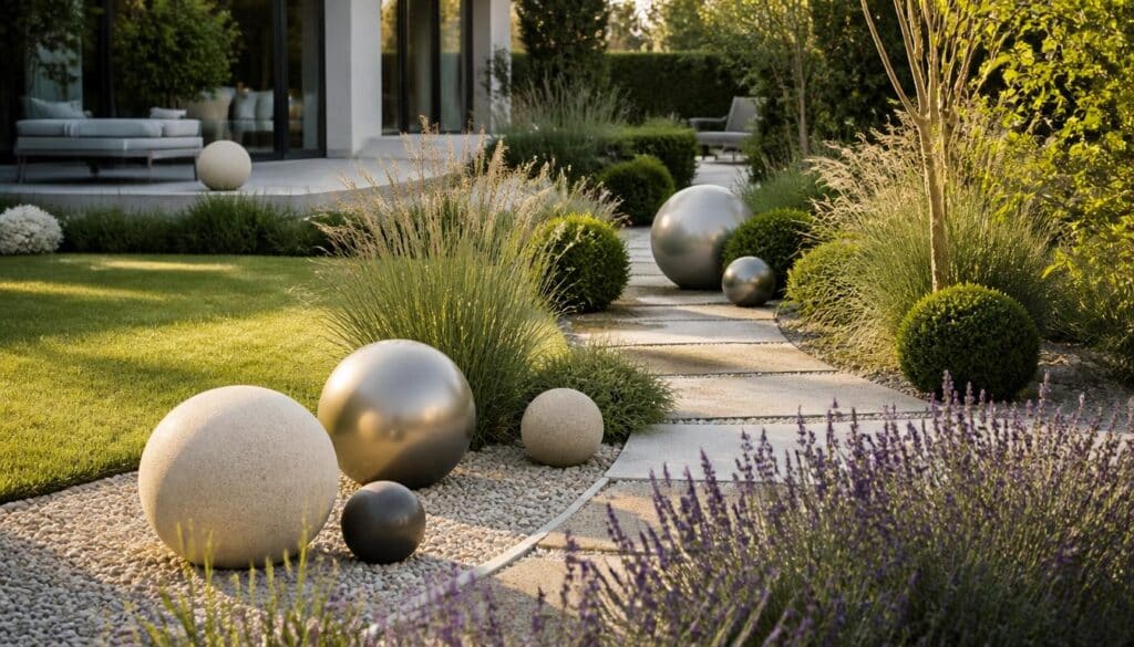 Boules décoratives de jardin pour structurer l’extérieur
